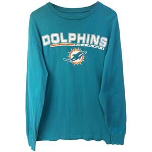 Miami Dolphins NFL T Shirt Mens XL Majestic Aqua Logo Football Fan Tee
